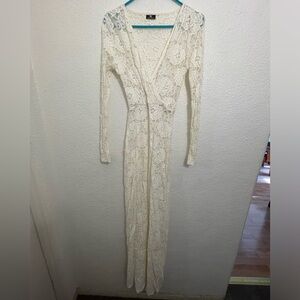 Long Sleeve Lace off white maxi dress size large